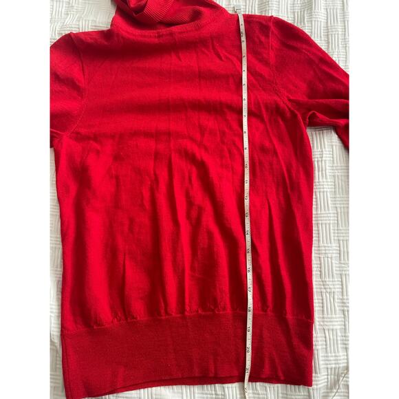 J.Crew Merino Wool Turtle Neck Roll Neck Red Sweater Holidays Christmas Modest M - Picture 9 of 10